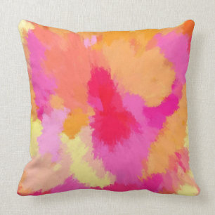 Almofada Aquarelas rosa, laranja e amarelas
