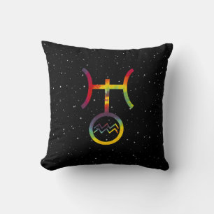 Almofada Aquário Urano Símbolo Planetário Tie Dye Estelar