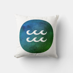 Almofada Aquarius Zodiac - Sinal Branco Teal Azul