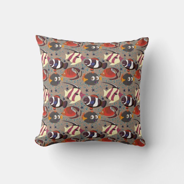 Almofada Aquatic animals pattern | ocean underwater life 41 (Frente)