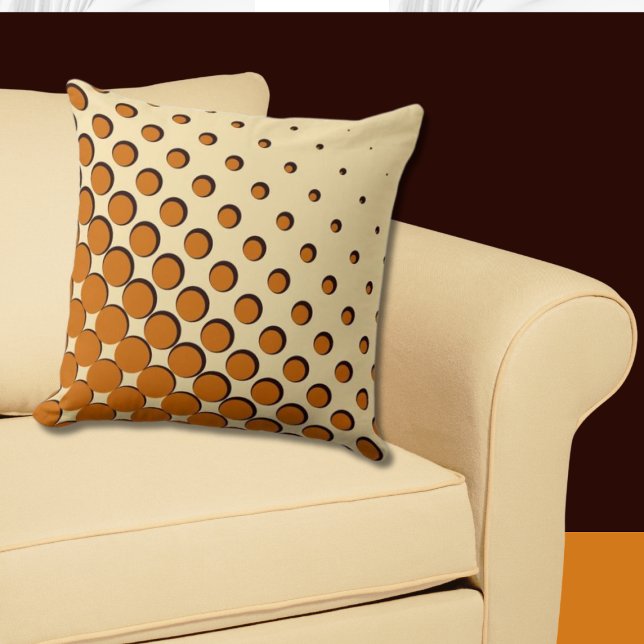 Almofada Aquecendo pontos de meia tonalidade pálidos amarel (Halftone Pattern Pillow in Light Orange)