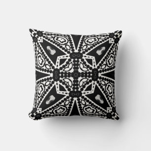 Almofada Aquina: Moinho Tribal Negro e Branco