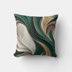 Almofada Ar Dourado – Esmeralda & Ouro Fluindo Abstrato