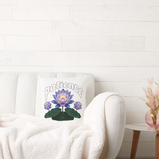 Almofada Arabic Calligraphy Sabr Patience - Zen Lotus Flowe (Sofá)