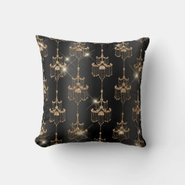 Almofada Arandelas Glam com Folha de Ouro e Brilho Preto