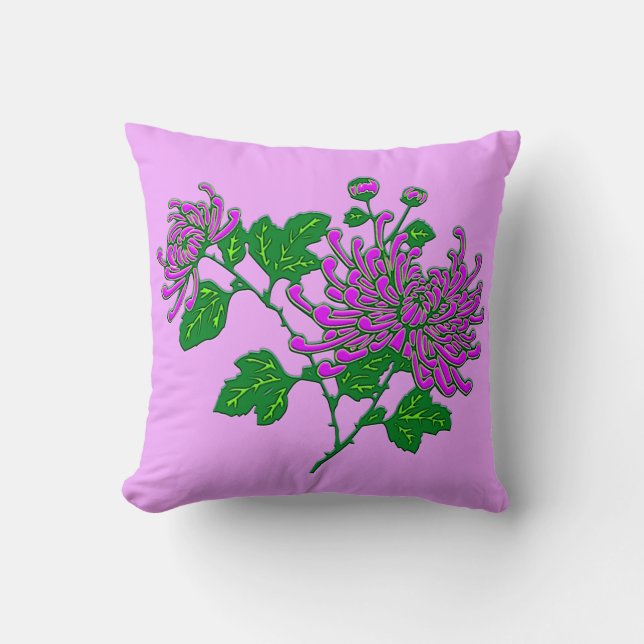 Almofada Aranha-crisântemas chinesa - lavanda (Frente)