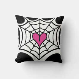 Almofada Aranha-do-Coração Rosa Preta e Branco Halloween