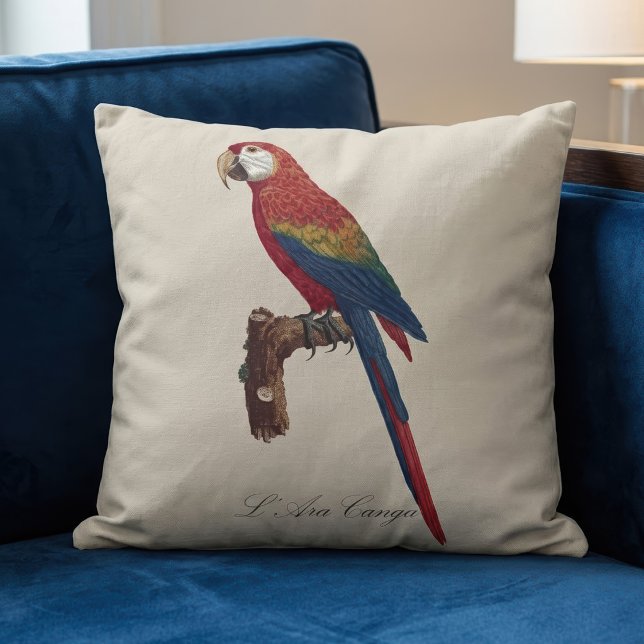 Almofada Arara-vermelha, Ara macao (Scarlet Macaw or Red-Breasted Macaw, Ara macao. Throw Pillow)