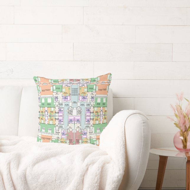 Almofada Architectural Blueprint Pattern Throw Pillow (Sofá)