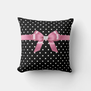 Almofada Arco Cor-de-Rosa-Glama-Bolinhas brancas-Preto
