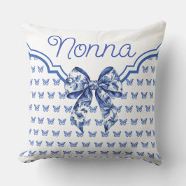 Almofada Arco de Borboleta Branca Azul Vintage Personalizad