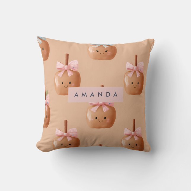 Almofada Arco de Maçã de Caramela de Fall Cozy Cute (Frente)