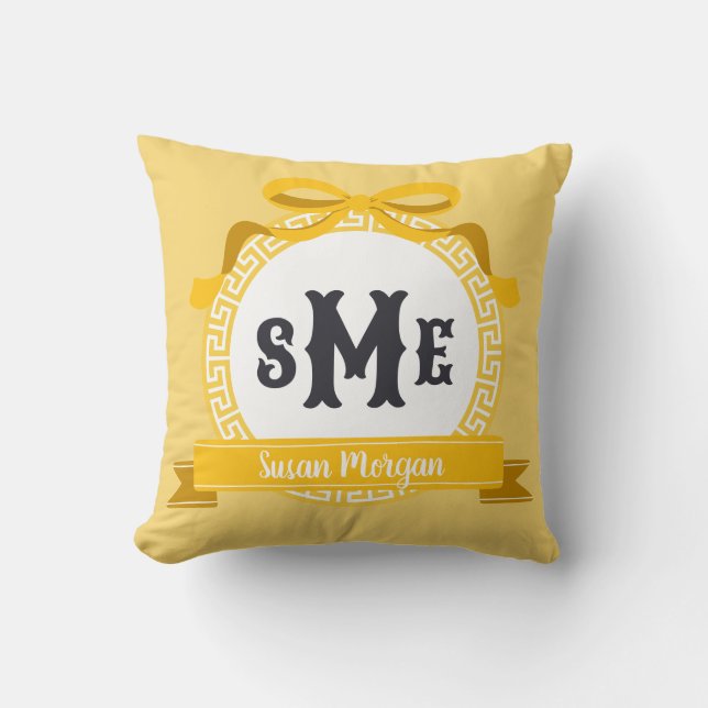 Almofada Arco de Monograma com Chave Grega Invertida em Ama (Frente)