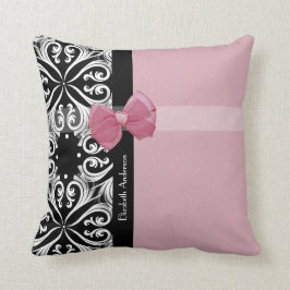 Almofada Arco de música rosa e preta para Damask parisiense