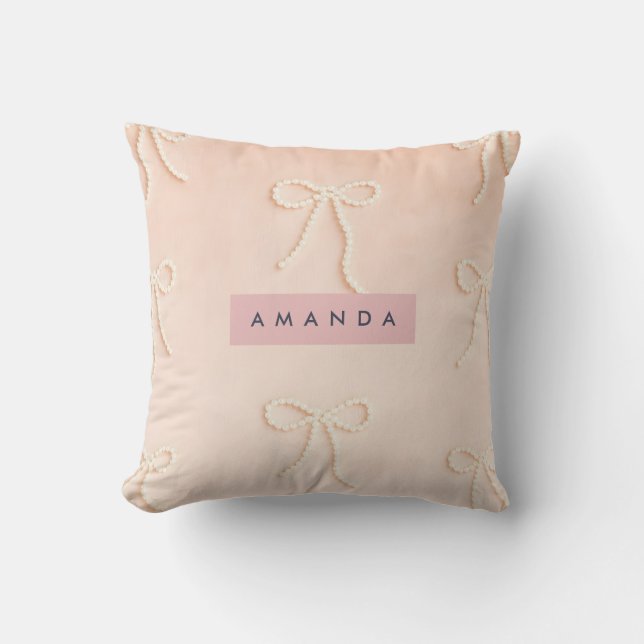 Almofada Arco de Pérola Elegante Personalizado em Rosa Suav (Frente)