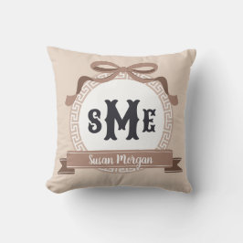 Almofada Arco de Tecla Grega Reversa Bege Monograma