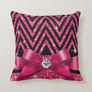 Almofada Arco Diamante Glitter Chevron Bling Fúcsia