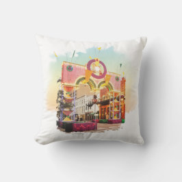Almofada Arco do Mardi Gras Galveston, inspirado em aquarel