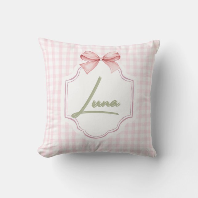 Almofada Arco e Gingham personalizados da menina Luna (Frente)