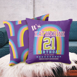 Almofada Arco-íris Aniversário de 21 anos Roxo
