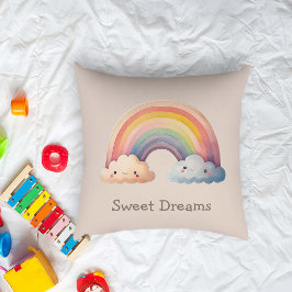 Almofada Arco-íris Caprichoso Infantil em Nuvens Pastel