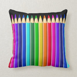 Almofada Arco-íris grande design colorido do pastel (lápis)
