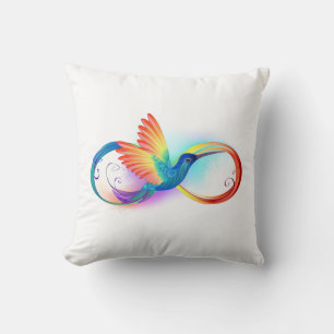 Almofada Arco-íris Hummingbird com símbolo Infinito