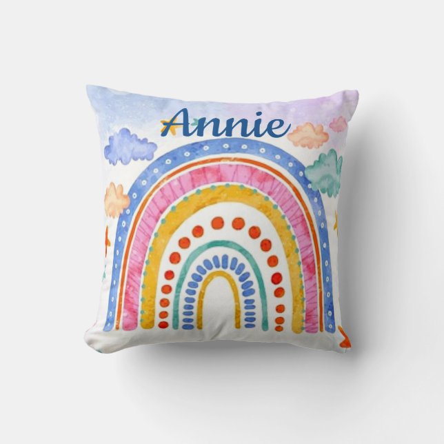 Almofada Arco-íris pastel personalizado fofo (Frente)