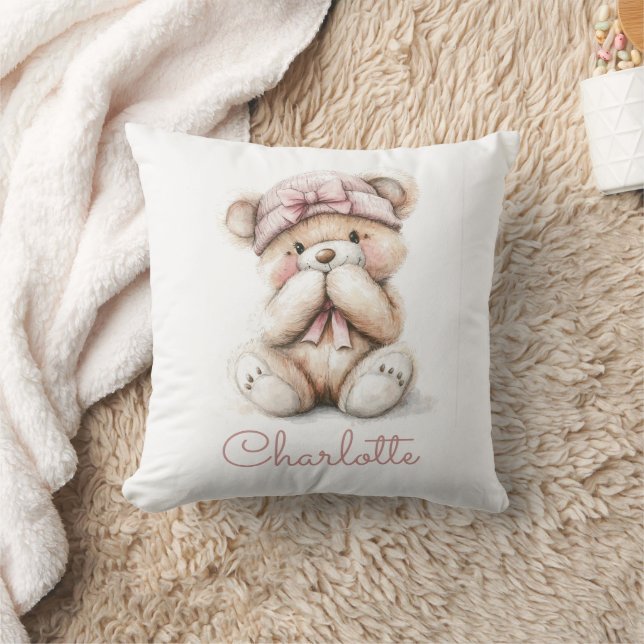 Almofada Arco rosa de Urso de Urso com Aquarelas Personaliz (Cobertor)