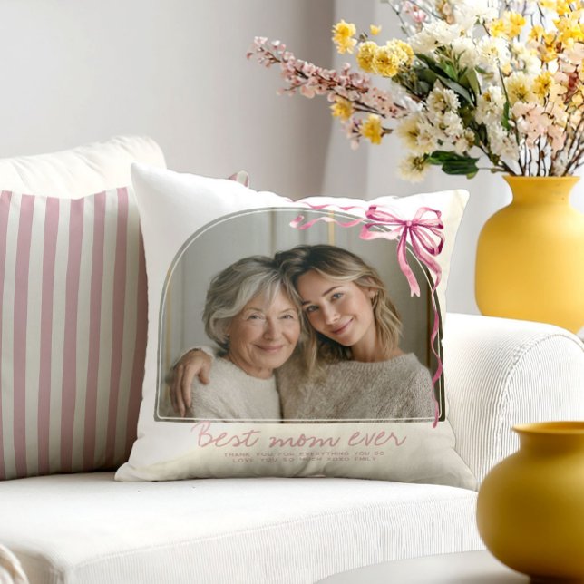 Almofada Arco Rosa Dia das Mães Personalizado Melhor Mãe de (Criador carregado)