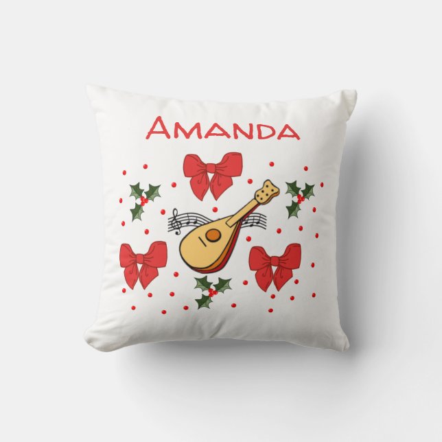 Almofada Arcos Vermelhos Mandolin Holly Deixam o Padrão Per (Frente)