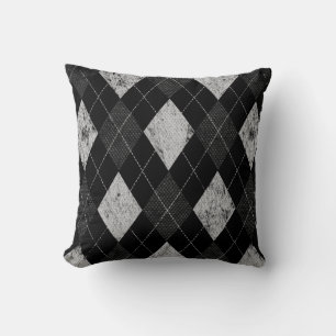Almofada Argyle monocromático afligido