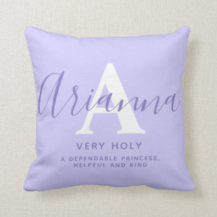 Almofada Arianna texto azul púrpura significa