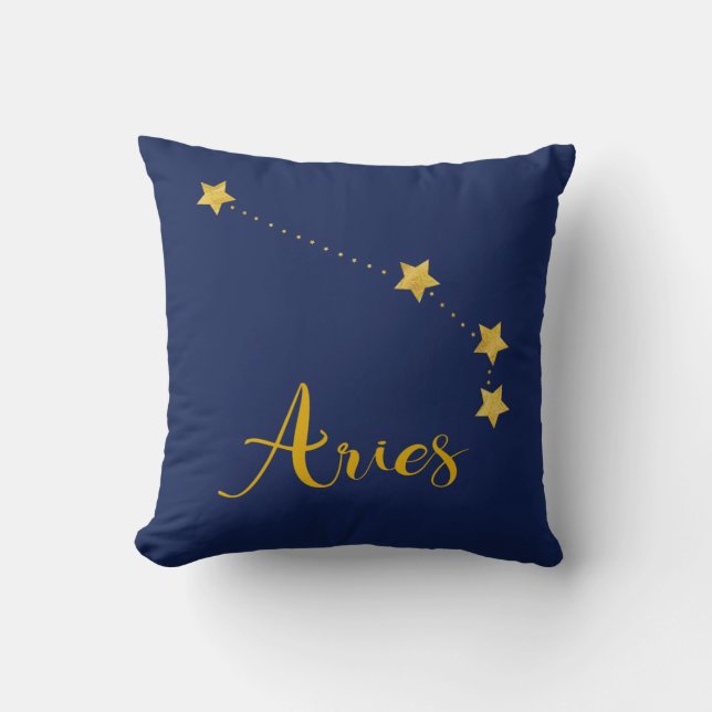 Almofada Áries Astrologia com Constelação de Estrelas (Frente)
