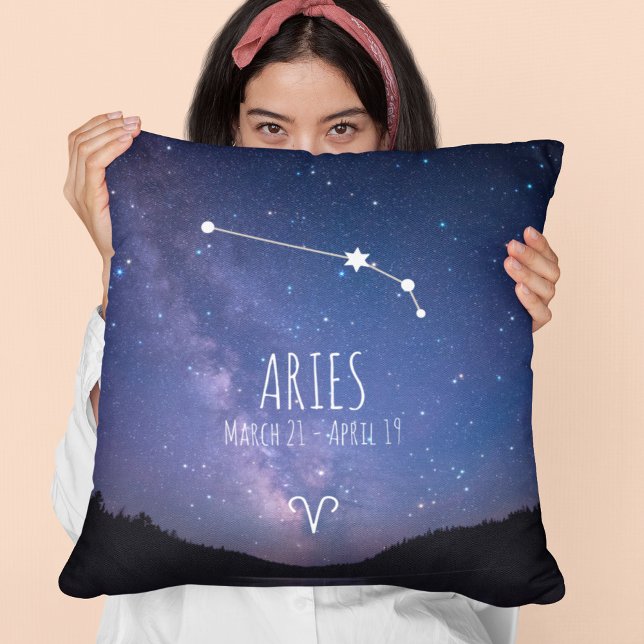 Almofada Aries | Constelação Zodiac Personalizada (Criador carregado)