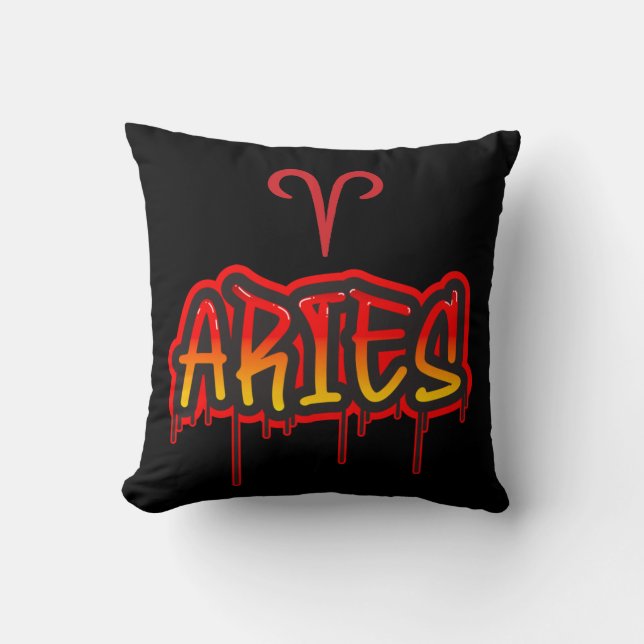 Almofada ARIES Red Dripe Astrology Zodiac março abril (Frente)