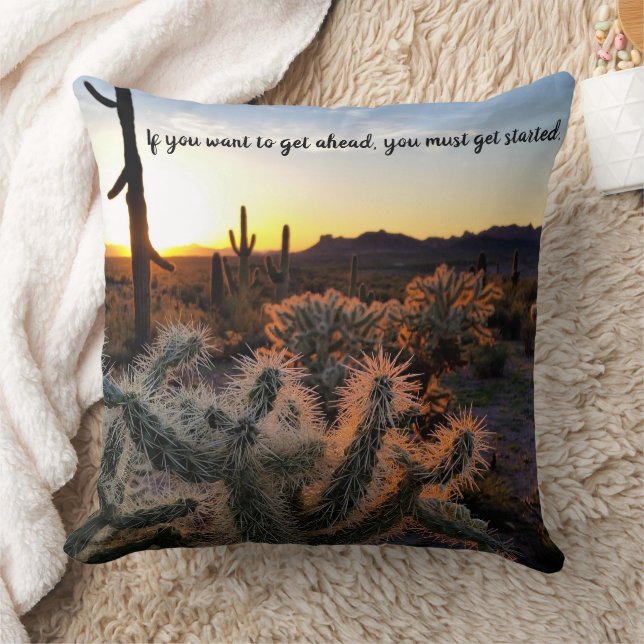 Almofada Arizona Desert Sunset Cactus Inspiration Say (Cobertor)
