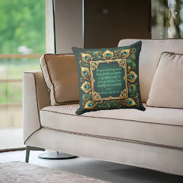 Almofada Armadura de Pavão em Verde Dourado Personalizável
