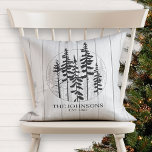 Almofada Armário Russo Moderno da Árvore Pine<br><div class="desc">Este travesseiro decorativo festivo,  aconchegante,  ao estilo da fazenda apresenta silhuetas pintadas manualmente na floresta de pinheiros brancos em terra firme. presente perfeito para recém-casados e primeiro natal casado ou presente de aquecimento da casa.Copyright Anastasia Surridge para o Compro de Natal,  todos os direitos reservados.</div>
