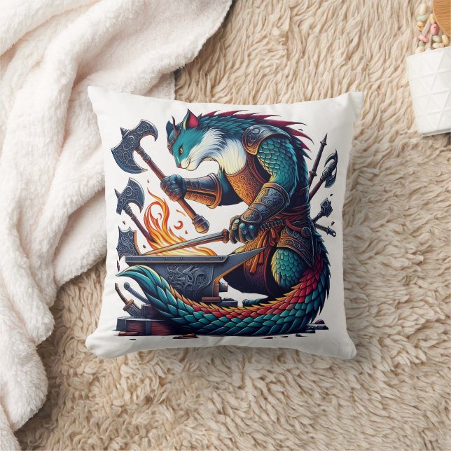 Almofada Armas de forjamento de ferreiro de gato entonado e (Cobertor)