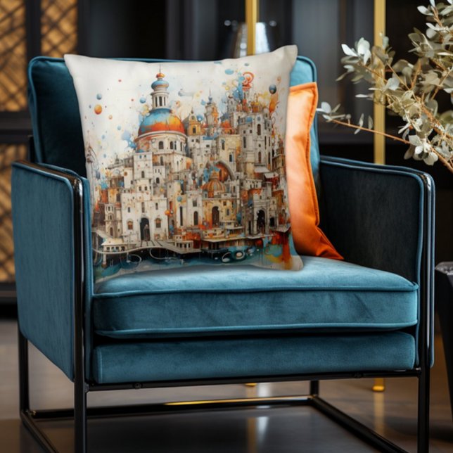Almofada Arquitetura tradicional de Abstrato italiano moder (Abstract Italian European Architecture Art Decorative Pillow)