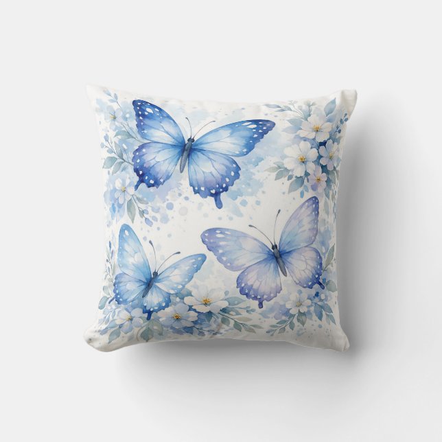 Almofada Arranjo Floral Borboleta Azul (Frente)