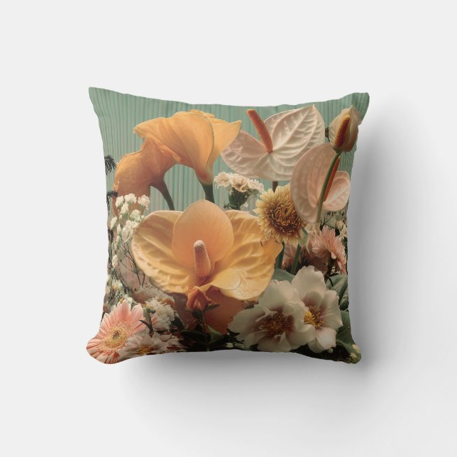 Almofada Arranjo Floral de Antúrio e Flores Tropicais (Frente)
