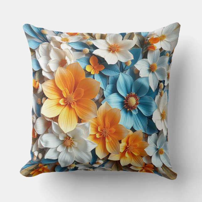 Almofada 🌸 Arranjo Floral Vibrante Acento de Decoração de  (Frente)