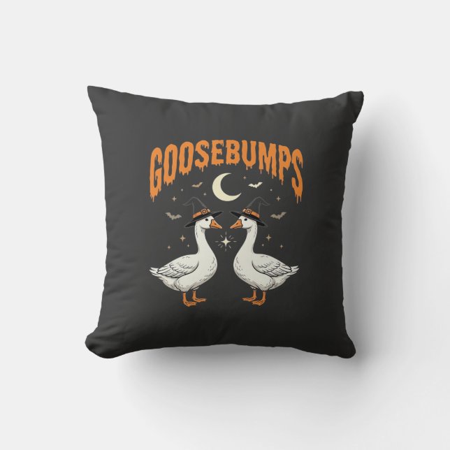 Almofada Arrepios de Halloween Bruxa Gansos Design Vetorial (Frente)