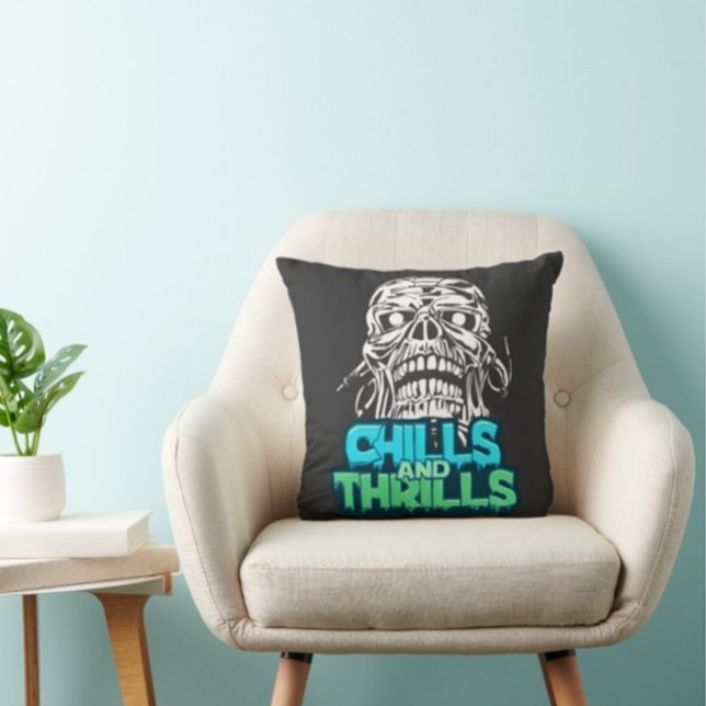 Almofada Arrepios e emoções Horror de Halloween com Gráfico (Criador carregado)