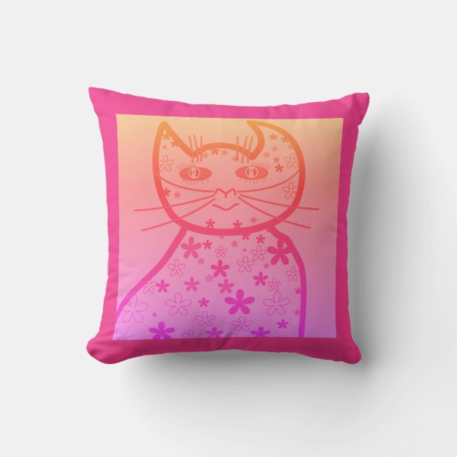 Almofada Art, Clipart de Gato Bonito (Frente)