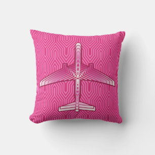 Almofada Art Deco Avião, Fuchsia e Pastel Rosa