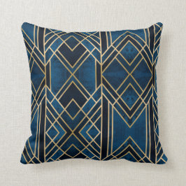 Almofada - Art Deco Azul e Dourado Espelhado