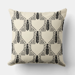 Almofada Art Deco Beetle Patterle - Preto em Creme